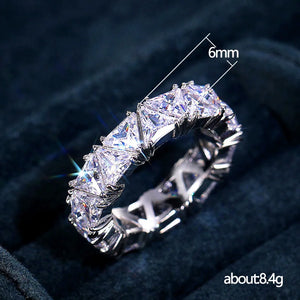 925 Sterling Silver Ring, Triangular Zircon Ring with Aaa Zircon Crystal