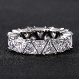925 Sterling Silver Ring, Triangular Zircon Ring with Aaa Zircon Crystal