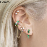 925 Silver Colorful Zircon Hoop Earrings Necklace Set