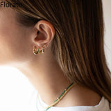 925 Silver Colorful Zircon Hoop Earrings Necklace Set