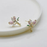 925 Silver Tulip Bouquet Earrings for Girlfriend Gift