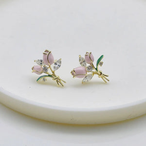 925 Silver Tulip Bouquet Earrings for Girlfriend Gift