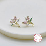 925 Silver Tulip Bouquet Earrings for Girlfriend Gift