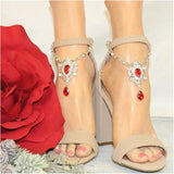 Ruby Red Crystal Anklet Women's Bohemian Foot Jewelry