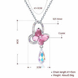 925 Silver Colorful Butterfly Pendant Necklace for Women