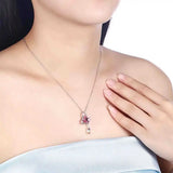 925 Silver Colorful Butterfly Pendant Necklace for Women