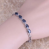 CZ Silver Plated Chain Bracelet 7 inch S0386