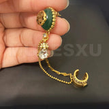Zircon Water Drop Pendant Turquoise Inlaid Golden Earbone Clip Earrings