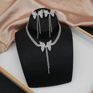 Butterfly Rhinestone Pendant Necklace Crystal Choker Jewelry