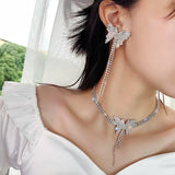 Butterfly Rhinestone Pendant Necklace Crystal Choker Jewelry