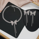 Butterfly Rhinestone Pendant Necklace Crystal Choker Jewelry
