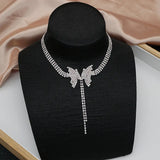 Butterfly Rhinestone Pendant Necklace Crystal Choker Jewelry