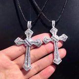 925 Sterling Silver Christian Cross Pendant Diamond Necklace