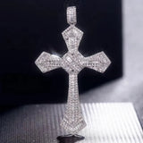 925 Sterling Silver Christian Cross Pendant Diamond Necklace