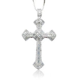 925 Sterling Silver Christian Cross Pendant Diamond Necklace