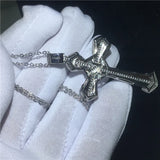 925 Sterling Silver Christian Cross Pendant Diamond Necklace