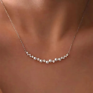 Zircon Silver Necklace Choker Long Chain Statement Jewelry