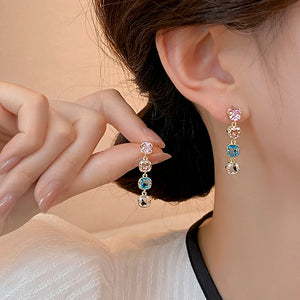 Colorful Zircon Tassel Earrings for Christmas Party