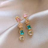 Colorful Zircon Tassel Earrings for Christmas Party