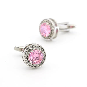 Men's Pink Crystal Cufflinks for Wedding