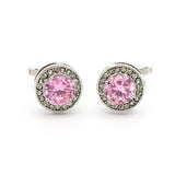 Men's Pink Crystal Cufflinks for Wedding