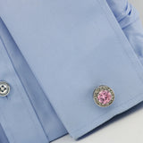 Men's Pink Crystal Cufflinks for Wedding