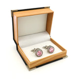 Men's Pink Crystal Cufflinks for Wedding