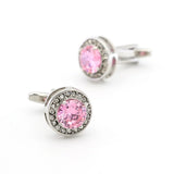Men's Pink Crystal Cufflinks for Wedding