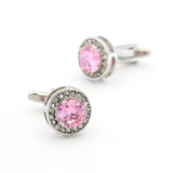 Men's Pink Crystal Cufflinks for Wedding