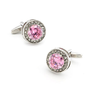 Men's Pink Crystal Cufflinks for Wedding
