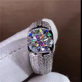 Silver Wedding Ring with Zircon Inlay