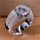 Silver Wedding Ring with Zircon Inlay
