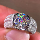 Silver Wedding Ring with Zircon Inlay