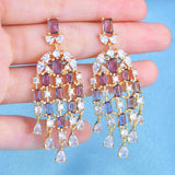 Purple Lilac Crystal Zirconium Scallop Earring Tassel Water Drop Women's Jewelry