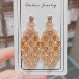 Purple Lilac Crystal Zirconium Scallop Earring Tassel Water Drop Women's Jewelry