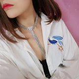 Rhinestone Tassels Chokers Necklaces Micro Mosaic Geometry Neck Chain