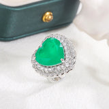 Green Palaiba Heart Zircon Ring Women's Engagement Bride Jewelry