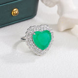 Green Palaiba Heart Zircon Ring Women's Engagement Bride Jewelry