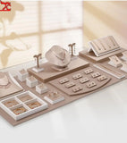 Ring Display Stand Pu Leather Jewelry Props Ring Display Tray Earring Holder