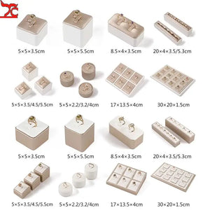 Ring Display Stand Pu Leather Jewelry Props Ring Display Tray Earring Holder