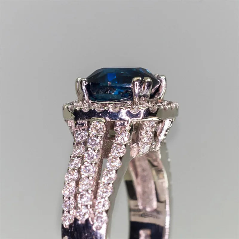 S925 Silver Ring with Colored Gemstones Wedding Jewelry for Women
