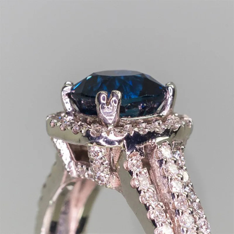 S925 Silver Ring with Colored Gemstones Wedding Jewelry for Women