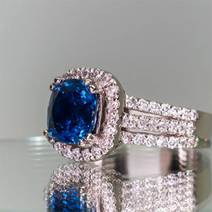 S925 Silver Ring with Colored Gemstones Wedding Jewelry for Women