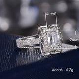 Square CZ Crystal Zircon Lady Ring Silver Engagement Band