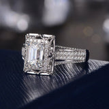 Square CZ Crystal Zircon Lady Ring Silver Engagement Band