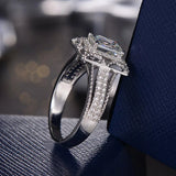 Square CZ Crystal Zircon Lady Ring Silver Engagement Band