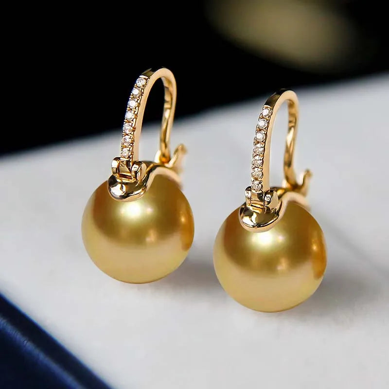 Dark Green Tahiti Style Shell Pearl Earrings S925 Sterling Silver