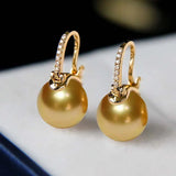 Dark Green Tahiti Style Shell Pearl Earrings S925 Sterling Silver