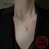 Love Heart 4 Leaf Clover Necklace 925 Silver Jewelry Zircon Lucky Grass Women