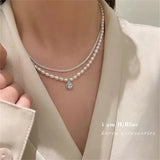 Crystal Pendant Pearl Necklace Wedding Fashionable Choker
